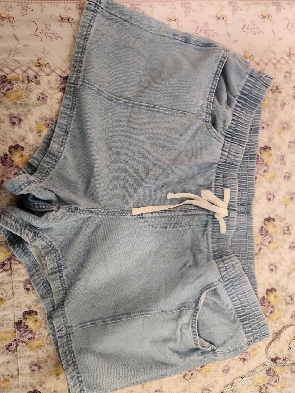 Universal Thread Light Blue Denim-Look Drawstring Shorts